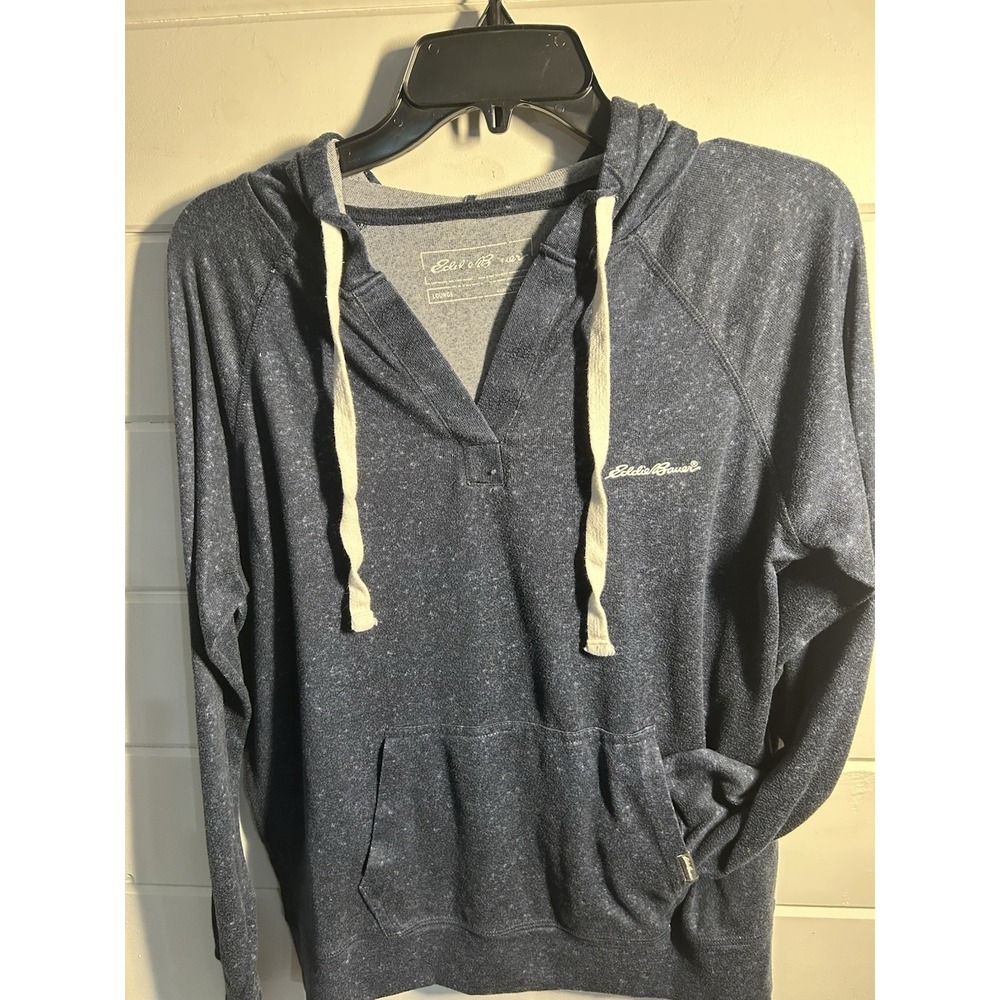 Eddie Bauer Lounge Women's Blue Pullover Hoodie & Pants Set M Hooded Knit